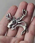 Stunning Antique Sterling Silver 925 Elk Moose Brooch Pin Vtg Or Pendant Signed. Fixed Price $135.00.
