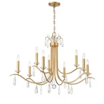 Antique Gold Nine Light Chandelier From The Rollins Collection. Fixed Price $1198.00.