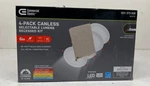 Commercial Electric 4 Pack Canless Seletable Lumen + Cct 6 In. Recessed Kit. Fixed Price $33.99.