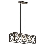 Kichler Solander Linear Chandelier 5 Light Bronze Glass Industrial. Fixed Price $167.99.