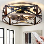 Passky 20 Farmhouse Flush Mount Ceiling Fans Lights And Remote Industrial Black. Fixed Price $134.47.