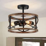 Vintage Farmhouse 3-LIGHT Semi-flushmount Chandelier Black Wood Grain Finish. Fixed Price $98.99.