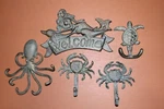 Antique Look Sea Life Wall Hooks Mermaid Welcome Plaque, Tidal Shores 2 - 5 Pcs. Fixed Price $36.52.