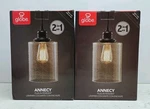 2 Pack Annecy Plug-in/hardwire Dark Bronze Pendant Light W/seeded Glass Shade. Fixed Price $41.39.