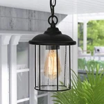 Uolfin Tora Black Outdoor 1-LIGHT Pendant Fixture With Seeded Glass Shade. Fixed Price $43.88.
