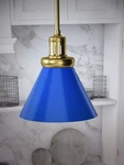 Meyer&cross Zeno 1 -light Blue/brass Industrial Cone Hanging Pendant. Fixed Price $35.95.