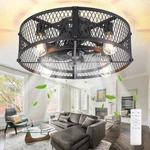 Depuley Caged Ceiling Light 20 Flush Mount Fans Remote - Farmhouse. Fixed Price $111.65.