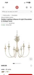 Golden Lighting Lillianne 6-LIGHT Chandelier, Antique Ivory Finish, Hardwired. Fixed Price $300.00.