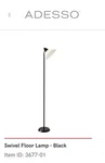 Adesso Home 3677-01 New Transitional One Light Floor Lamp Black Easy Build. Fixed Price $42.99.