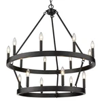 Golden Lighting Alastair 9+6 2 Tier Chandelier, Matte Black 1017-96BLK. Fixed Price $399.99.