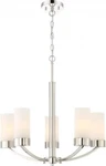 Nuvo Lighting 60/6225 Nickel 5-LIGHT 22"W Chandelier With Frosted Shades. Fixed Price $178.00.