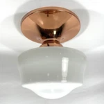 Rejuvenation Flush Mount Light Fixture Polished Copper Milk Glass 10. Fixed Price $164.98.