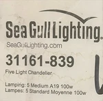 Sea Gull 31161-839 Oslo 5 Light 24 Inch Blacksmith Chandelier Ceiling. Fixed Price $179.99.