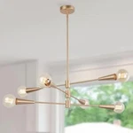Uolfin M6QEYMHD23477NI Sputnik Dule 6-LIGHT Brass Gold Linear Chandelier. Fixed Price $79.99.