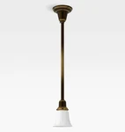Rejuvenation Rose City 2 1/4" Fitter Rod Pendant Pair With 5" Opal Bell Shades. Fixed Price $299.00.