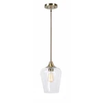 Mcgee 1-LIGHT Antique Brass Mini Pendant With Clear Seeded Glass By Manor Brook. Fixed Price $49.99.
