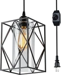 Hmvpl Plug In Pendant Light With Dimmer Switch, Outdoor Rectangle, Black. Fixed Price $56.17.