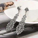 Vintage Art Deco Silver Crystal Long Chandelier Earnings Gatsby Style Geometric. Fixed Price $25.27.