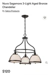 Nuvo Sagamore 3 Light Dinette Polished Nickel / Satin White Glass 100W A19MAX. Fixed Price $19.99.