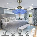 42" Bluetooth Led 7-COLOR Chandelier Crystal Ceiling Fan W/remote+music Player. Fixed Price $202.57.
