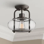 Quoizel Trilogy 10" Wide Seeded Glass Old Bronze Ceiling Light. Fixed Price $199.99.