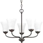 Progress Lighting 5-LIGHT Antique Bronze Etched Glass Traditional Chandelier. Fixed Price $75.07.