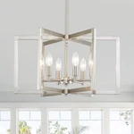 Brushed Nickel Chandelier Modern Geometric Ceiling Light Height Adjustable Penda. Fixed Price $325.04.