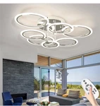 Modern Led Ceiling Light 7 Rings Dimmable Fixtures With Remote Chrome Nib. Fixed Price $98.85.
