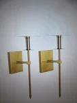 Lamqee 1-LIGHT Modern Gold Wall Sconce With White Fabric Shade 2PK. Fixed Price $30.56.