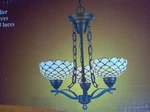Nib Tiffany-style Hand-crafted Glass 3-LITE Chandelier Ceiling Light. Fixed Price $189.95.