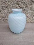 Murano Glass Vase Swirled Italy 1970 Mushroom Lamp Light Blue. Fixed Price $139.50.