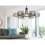 Cal Lighting Lt Dronten/wood Chandelier, Mesh Shades, Wood/bk FX-3742-6. Fixed Price $646.40.