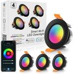 4X Lightingwill 2 Wifi Smart Led Downlight Rgb 5W Recessed Ceiling Black. Fixed Price $62.07.