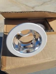 (24) Monument Pack 298908 4" Chrome And White Recessed Baffle Trim PAR20. Fixed Price $165.45.