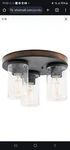 Kichler Barrington 3 Light 11.5" Distressed Black Wood Tone Flush Mount. Fixed Price $115.95.