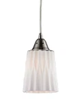 Elk Lighting Pendant White Glass Shade Satin Nickel. Fixed Price $48.00.