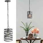 Lnc Modern Drum Cage Pendant Classic 1-LIGHT 7.1 In. Brushed Dark Gray. Fixed Price $39.65.