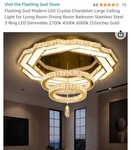 Flashing God Modern Led Crystal Chandelier. Fixed Price $200.00.