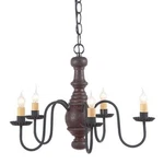 Irvin's 5 Arm Lancaster Wooden Chandelier - Country Primitive Lighting New!. Fixed Price $399.95.