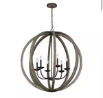 Visual Comfort Allier 38" Light Wood Globe Chandelier F3186/6WOW/AF New. Fixed Price $349.99.