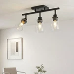 20'' Ceiling 3 Led Semi Flush Mount Rotatable Track Lighting Black Fixture. Fixed Price $53.99.