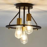 Industrial Semi Flush Mount Ceiling Fixture 3-LIGHT Matte Black Gold. Fixed Price $68.03.