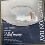 Hampton Bay Chalene 15 In. 1-LIGHT Pewter Clip Integrated Led Flush Mount. Fixed Price $35.00.