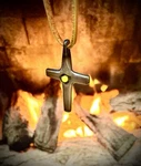 Simple Hand Forged Steel Cross With Yellow Stone - Is The Light Of World.. Fixed Price $35.00.