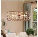 Llhzsy 6-LIGHT Vintage Copper Pendant Drum Chandelier With Crystal Accents. Fixed Price $104.99.