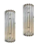 Art Deco Half Moon Brass Glass Rod Wall Sconces Elegant Nickel Finish Pair Of 2. Fixed Price $1420.00.