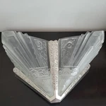 Vintage Art Deco Frosted Glass Slip Shades Sconce Wall Light 16" Wide. Fixed Price $499.00.