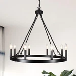 8-LIGHT Black For Dining Room 26 Inch Wagon Wheel Chandeliers Farm.... Fixed Price $137.69.