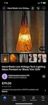 Hand Made Line Voltage Tech Lighting Glass Pendant W/ Black Trim 120V. Fixed Price $59.00.
