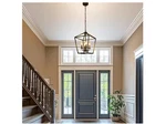 Briignite 8 In. Black 4-LIGHT Geometric Open Cage Pendant Chandelier, Dining Rom. Fixed Price $80.00.